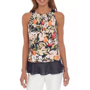 Ellen Tracy Tie Back Halter Top Sleeveless Blouse